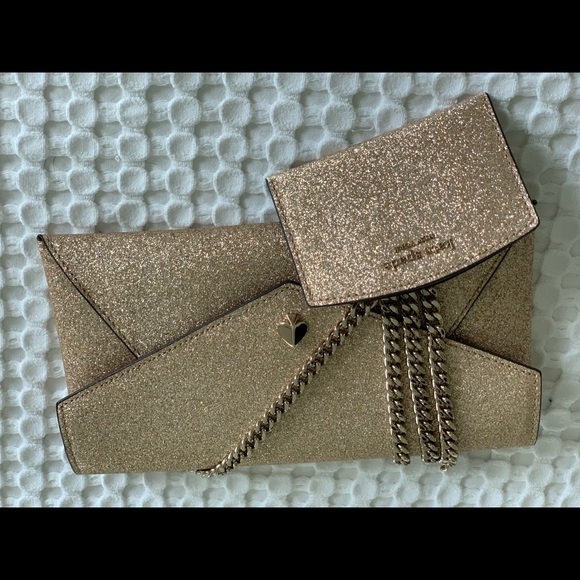 Kate spade burles a court chain clutch + card holder in gold glitter - Picture 6 of 6